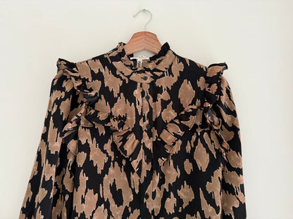 Blouse avec motif animal camel et noir