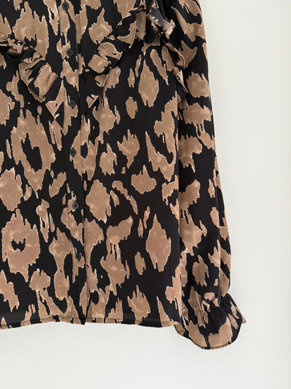 Blouse avec motif animal camel et noir