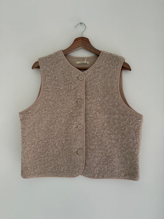 Gilet sans manches effet laine beige