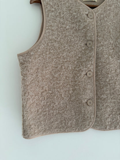 Gilet sans manches effet laine beige
