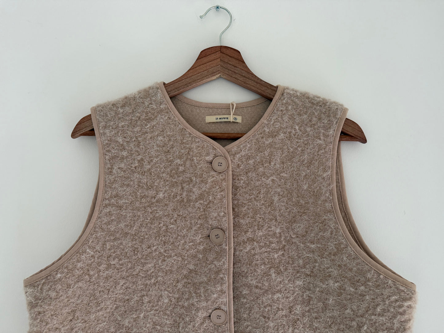 Gilet sans manches effet laine beige