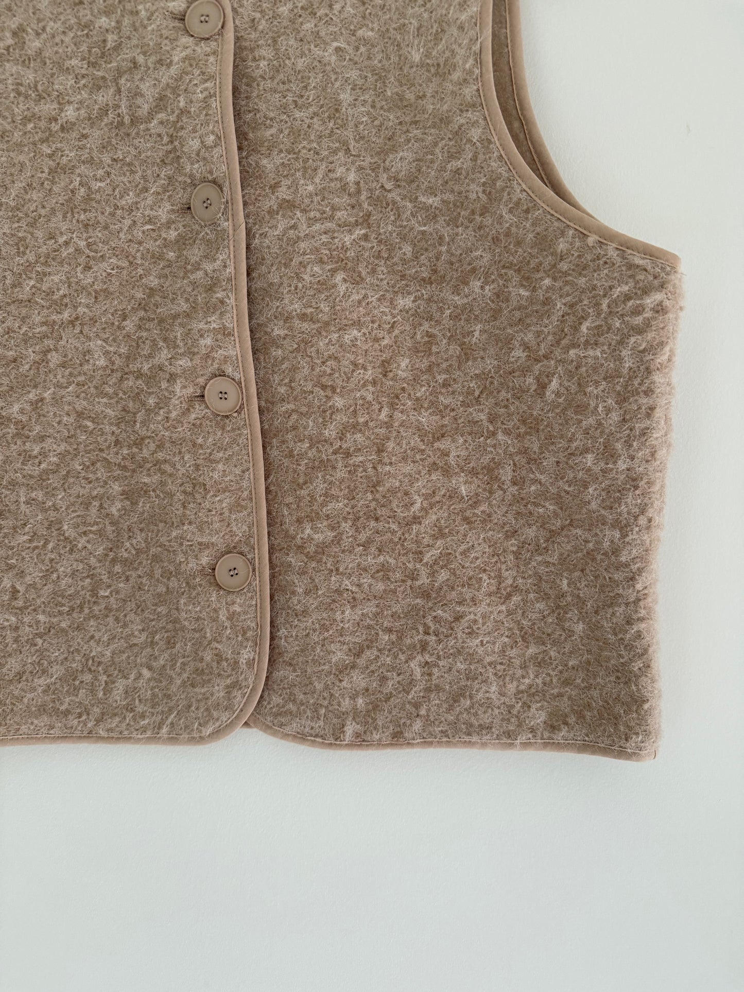 Gilet sans manches effet laine beige