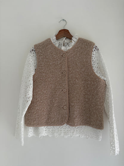 Gilet sans manches effet laine beige