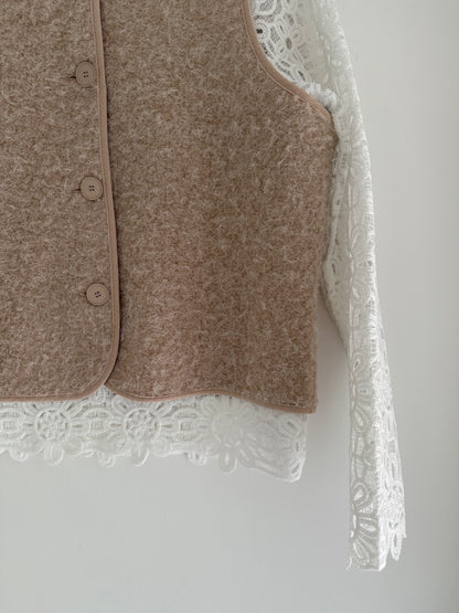 Gilet sans manches effet laine beige