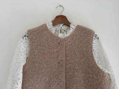 Gilet sans manches effet laine beige