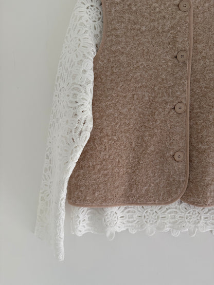 Gilet sans manches effet laine beige