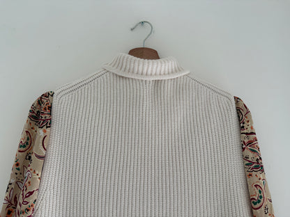 Pull sans manches avec grand col crème effet laine