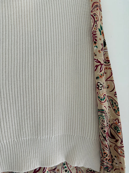 Pull sans manches avec grand col crème effet laine