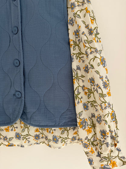 Gilet sans manches bleu matelassé gaz de coton
