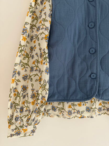 Gilet sans manches bleu matelassé gaz de coton