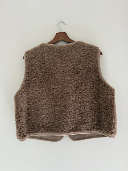 Gilet sans manches effet moumoute camel