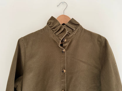 Sur chemise en jean kaki avec grand col