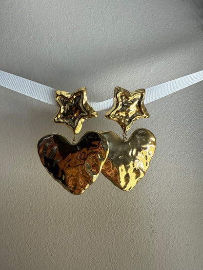 Boucles d'oreilles pendantes  forme coeur/ étoile