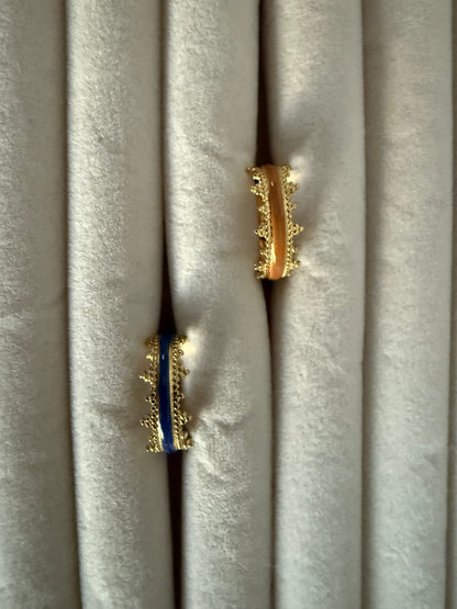 Bague anneau ouvert dorée avec bande de couleur