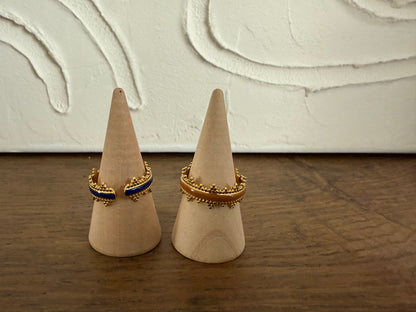 Bague anneau ouvert dorée avec bande de couleur