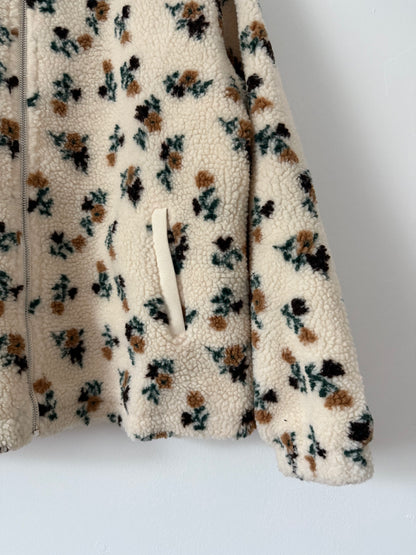 Veste polaire moumoute crème avec motifs