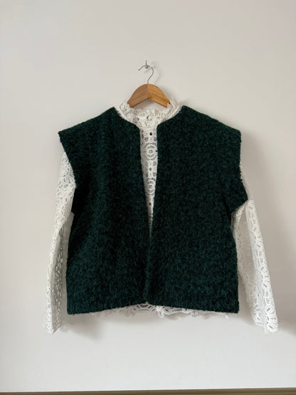 Gilet sans manches effet laine vert bouteille