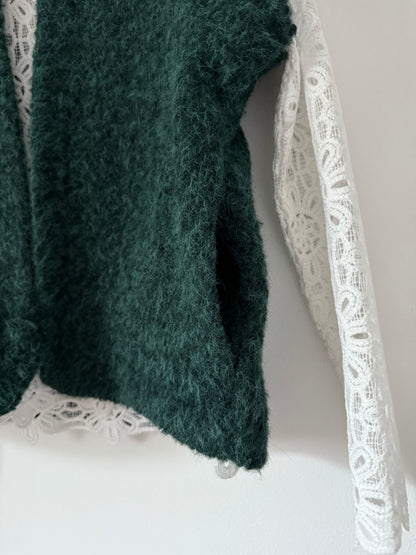 Gilet sans manches effet laine vert bouteille