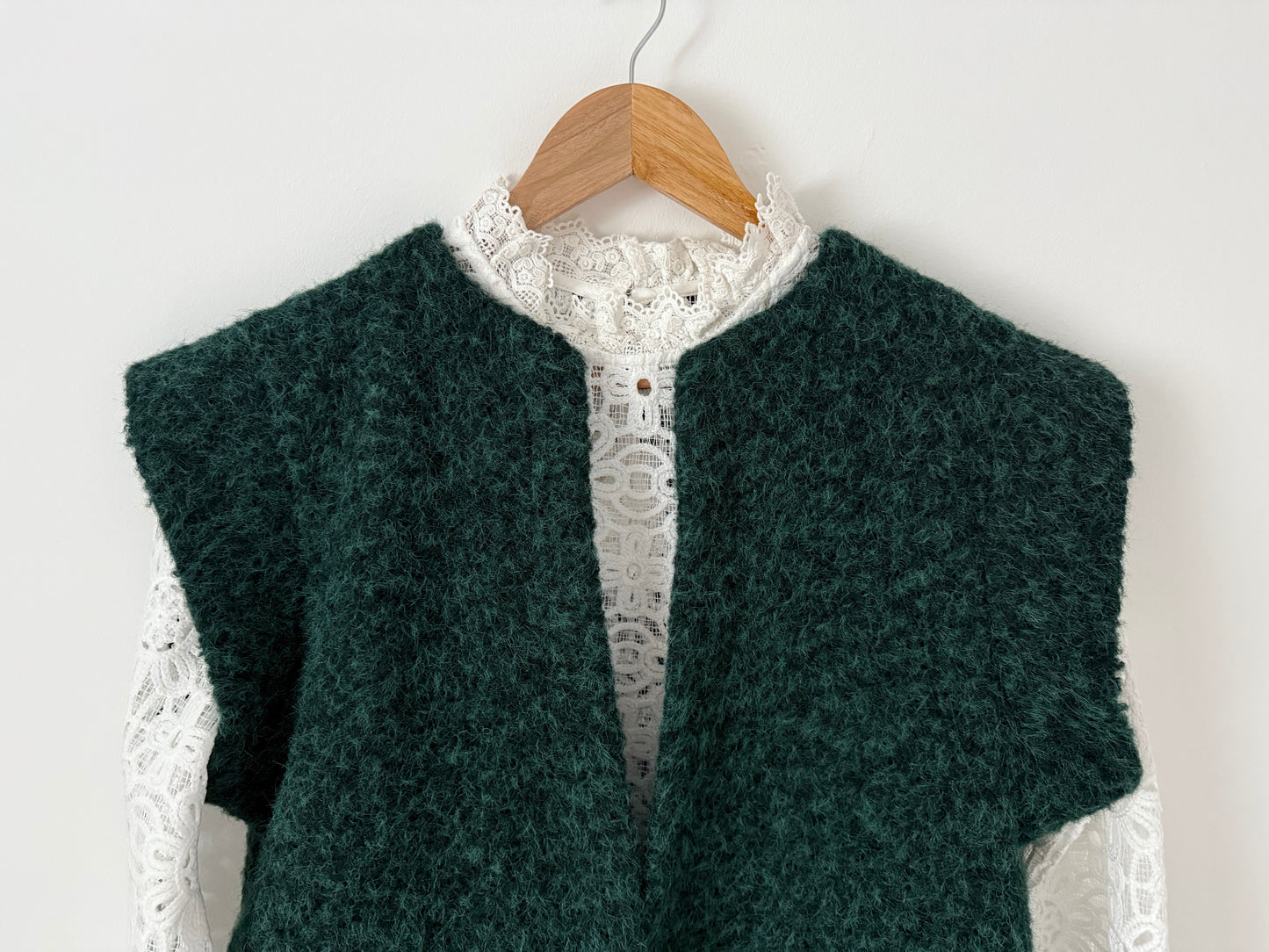 Gilet sans manches effet laine vert bouteille