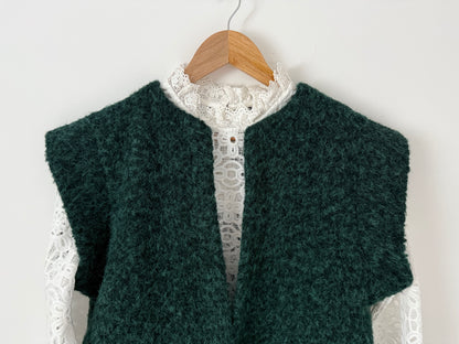 Gilet sans manches effet laine vert bouteille