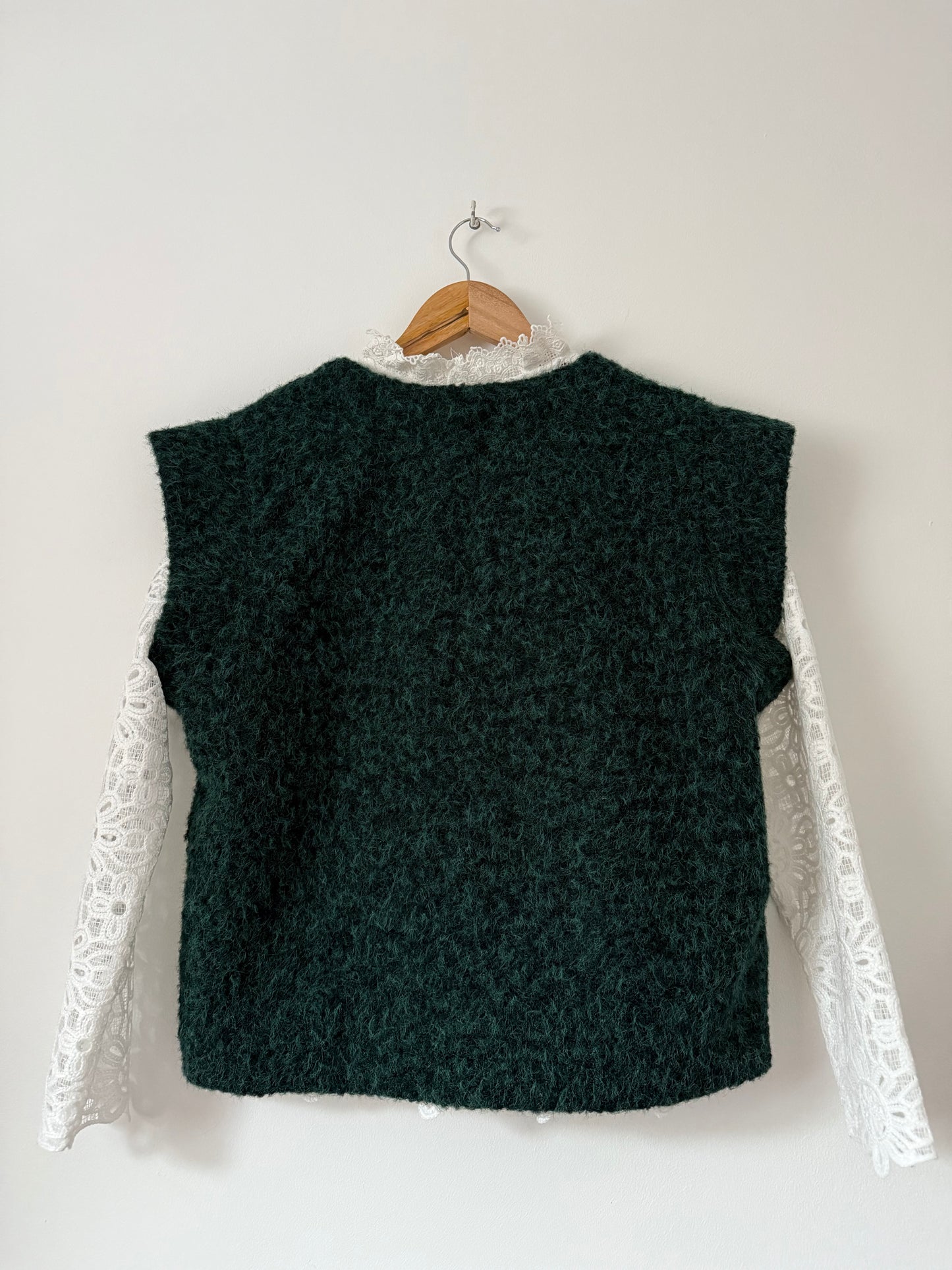 Gilet sans manches effet laine vert bouteille