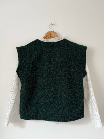 Gilet sans manches effet laine vert bouteille