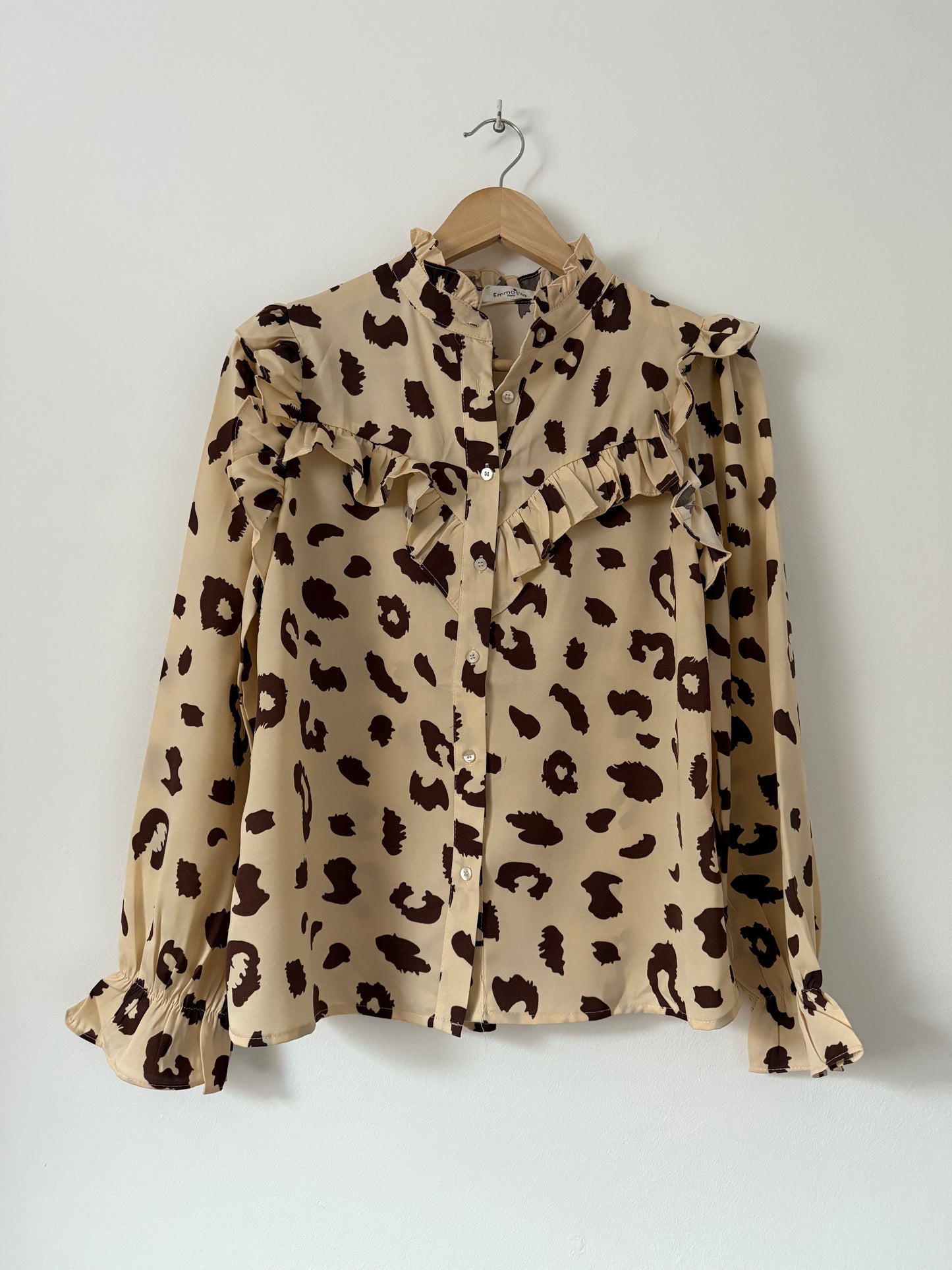 Blouse beige/ chocolat imprimé animal
