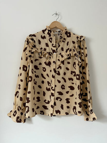 Blouse beige/ chocolat imprimé animal