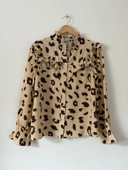 Blouse beige/ chocolat imprimé animal