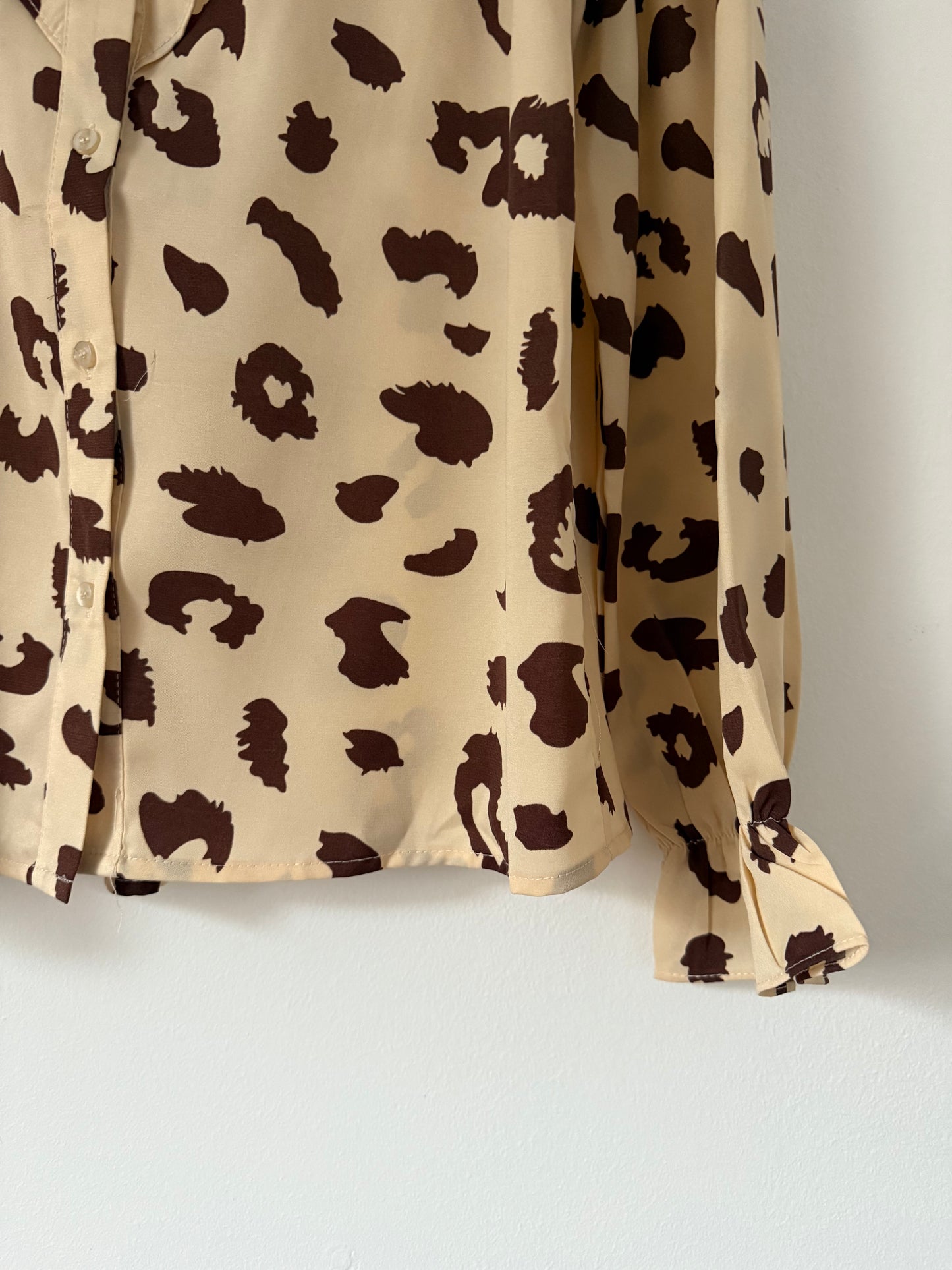 Blouse beige/ chocolat imprimé animal