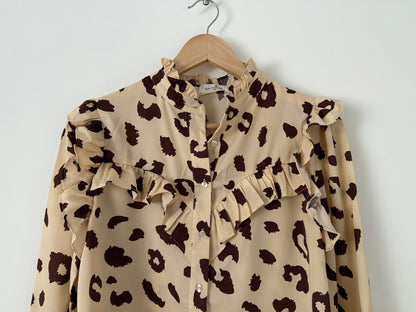 Blouse beige/ chocolat imprimé animal