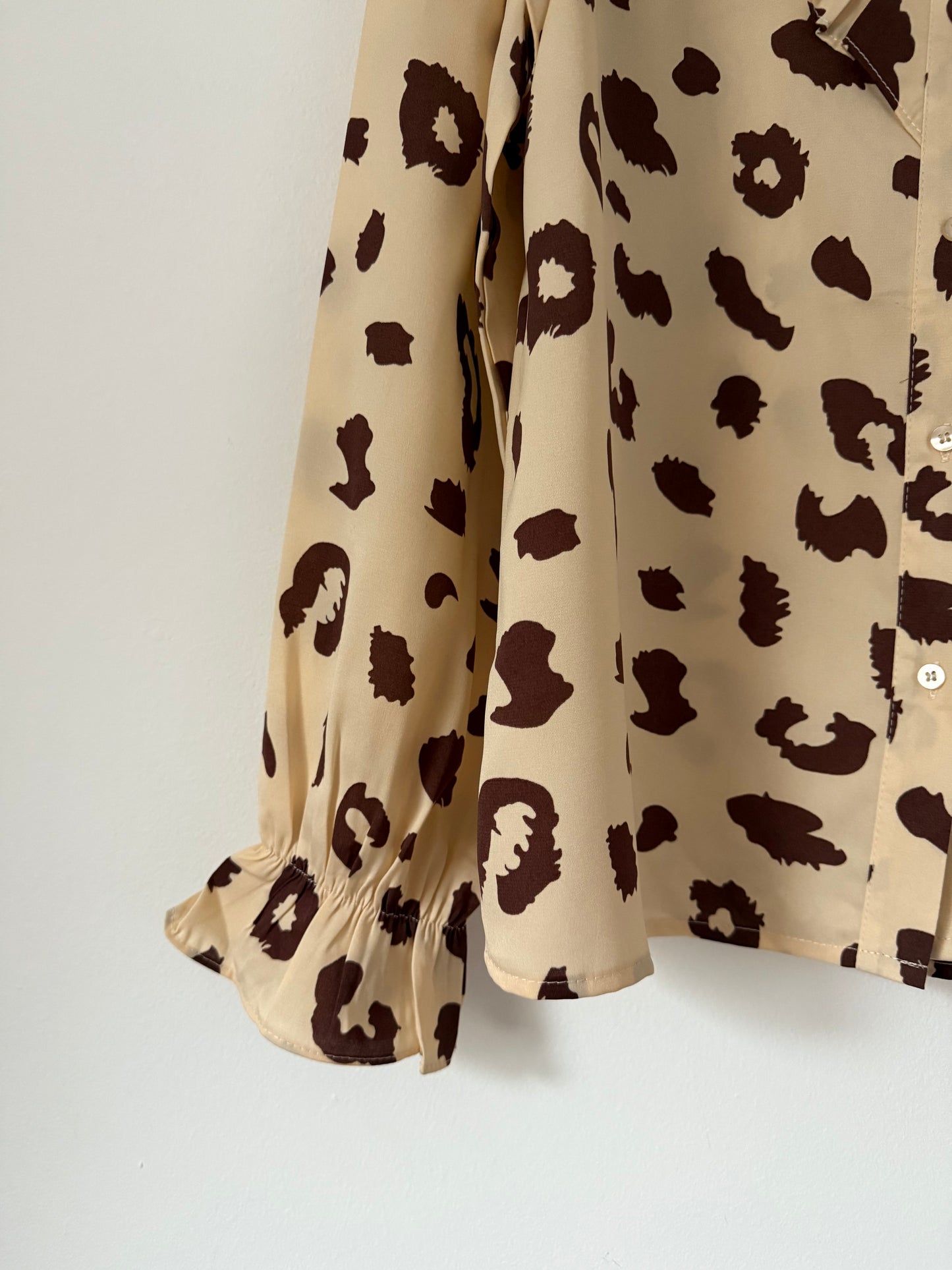 Blouse beige/ chocolat imprimé animal