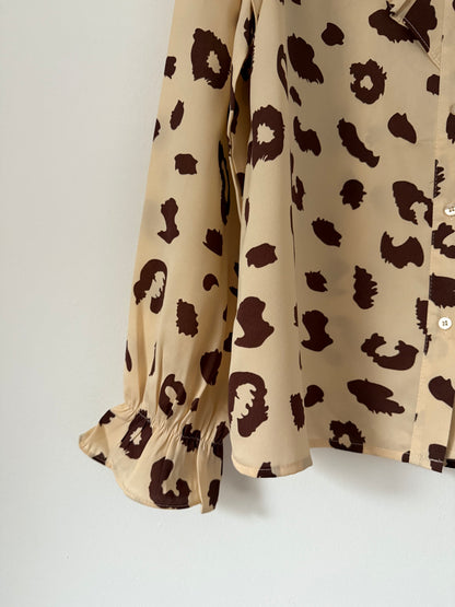 Blouse beige/ chocolat imprimé animal