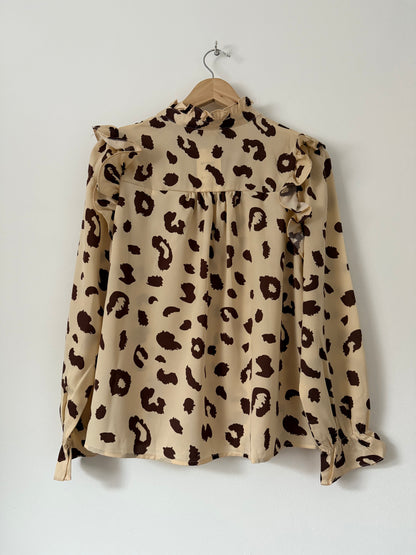 Blouse beige/ chocolat imprimé animal