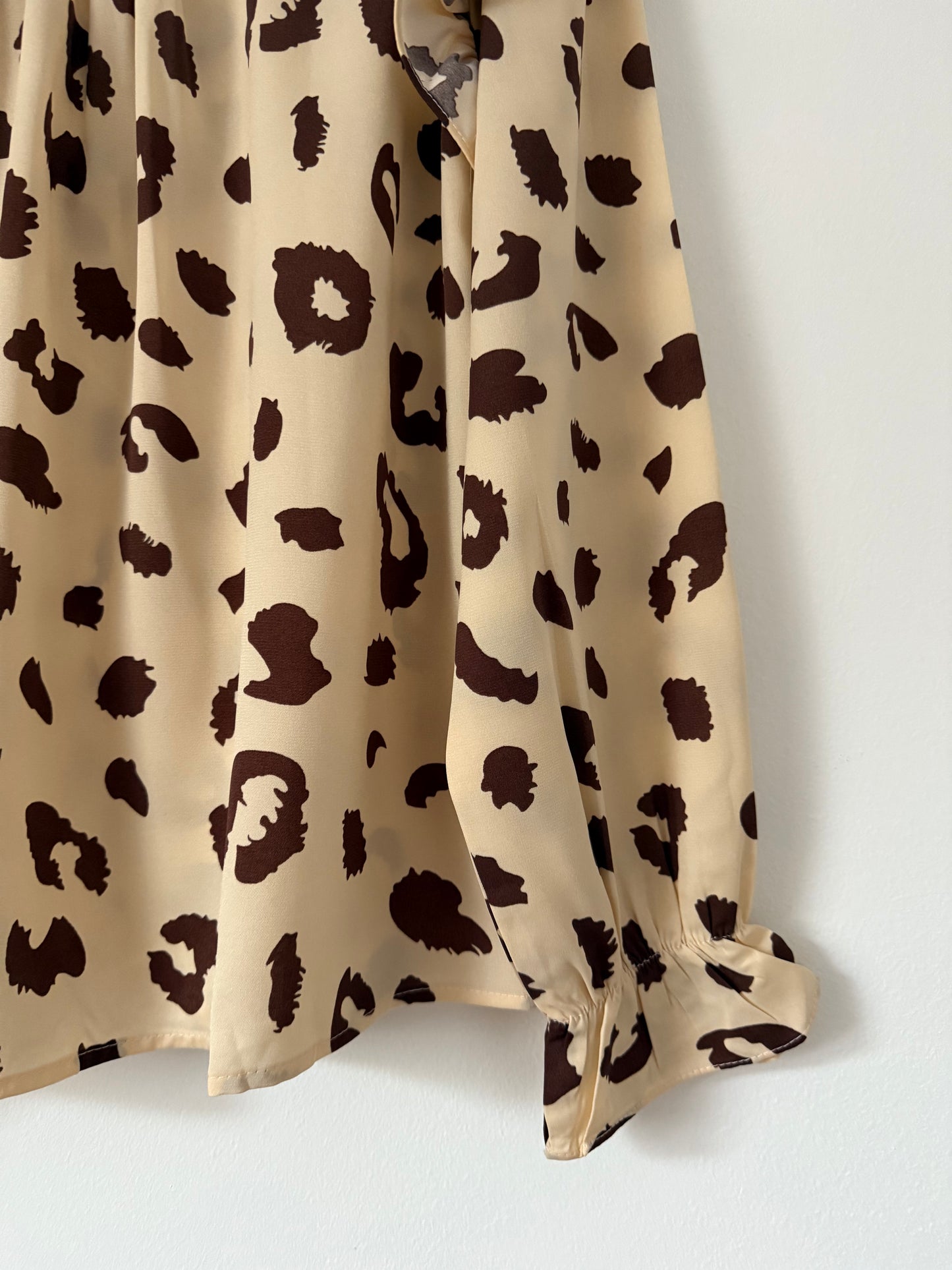 Blouse beige/ chocolat imprimé animal
