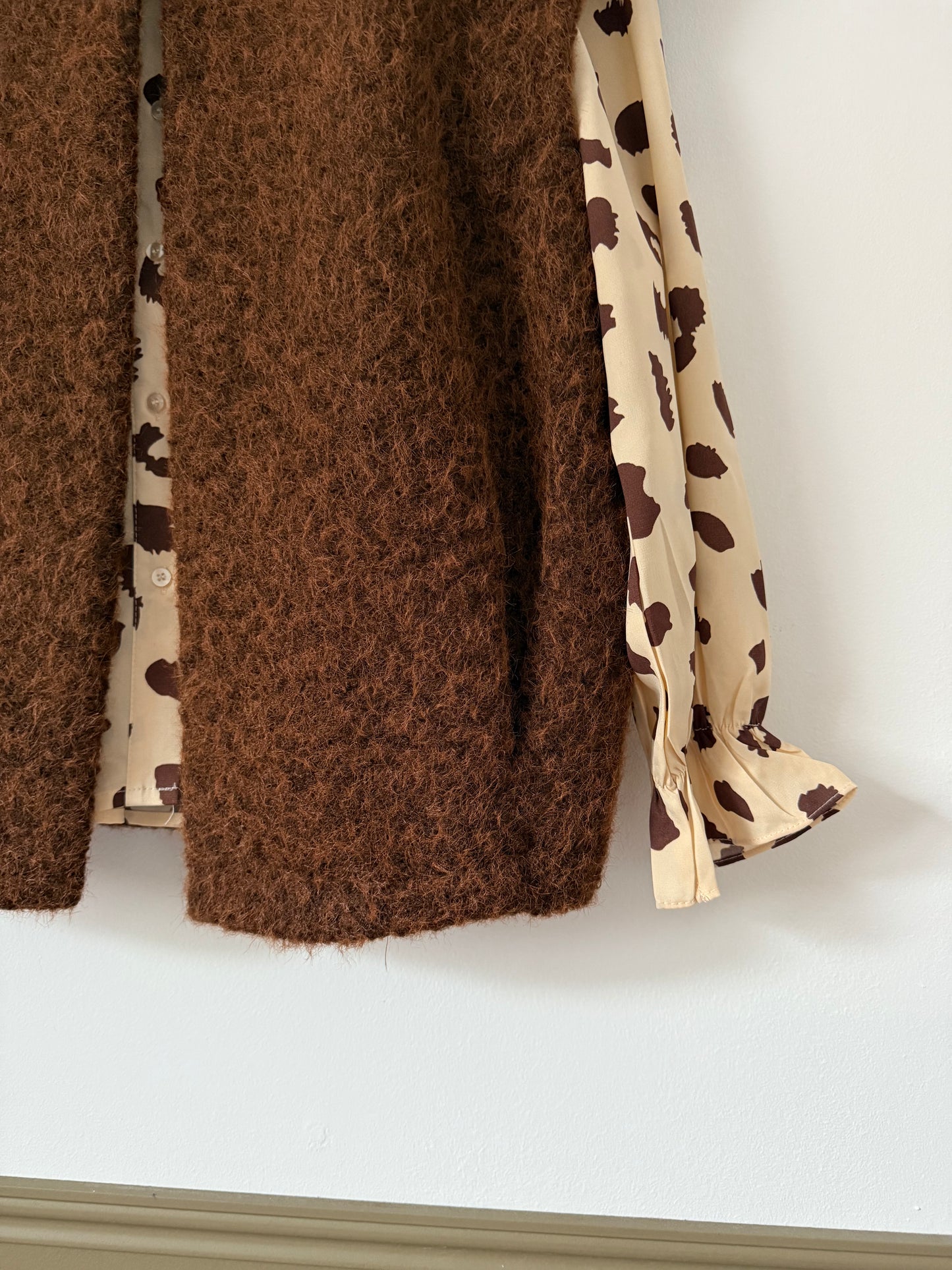 Gilet sans manches effet laine chocolat