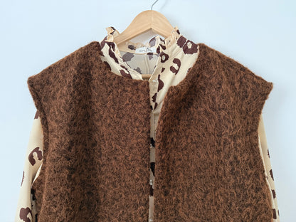 Blouse beige/ chocolat imprimé animal