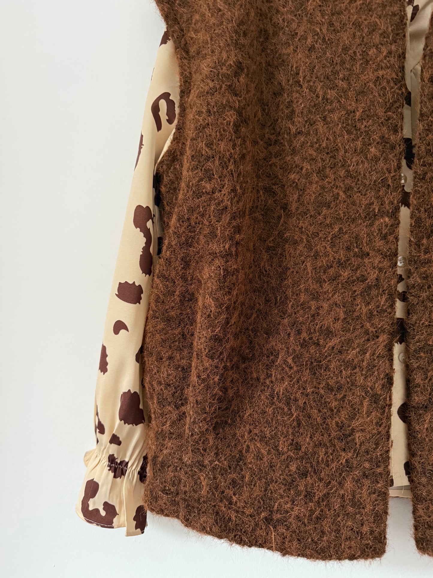 Gilet sans manches effet laine chocolat