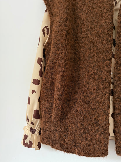 Blouse beige/ chocolat imprimé animal