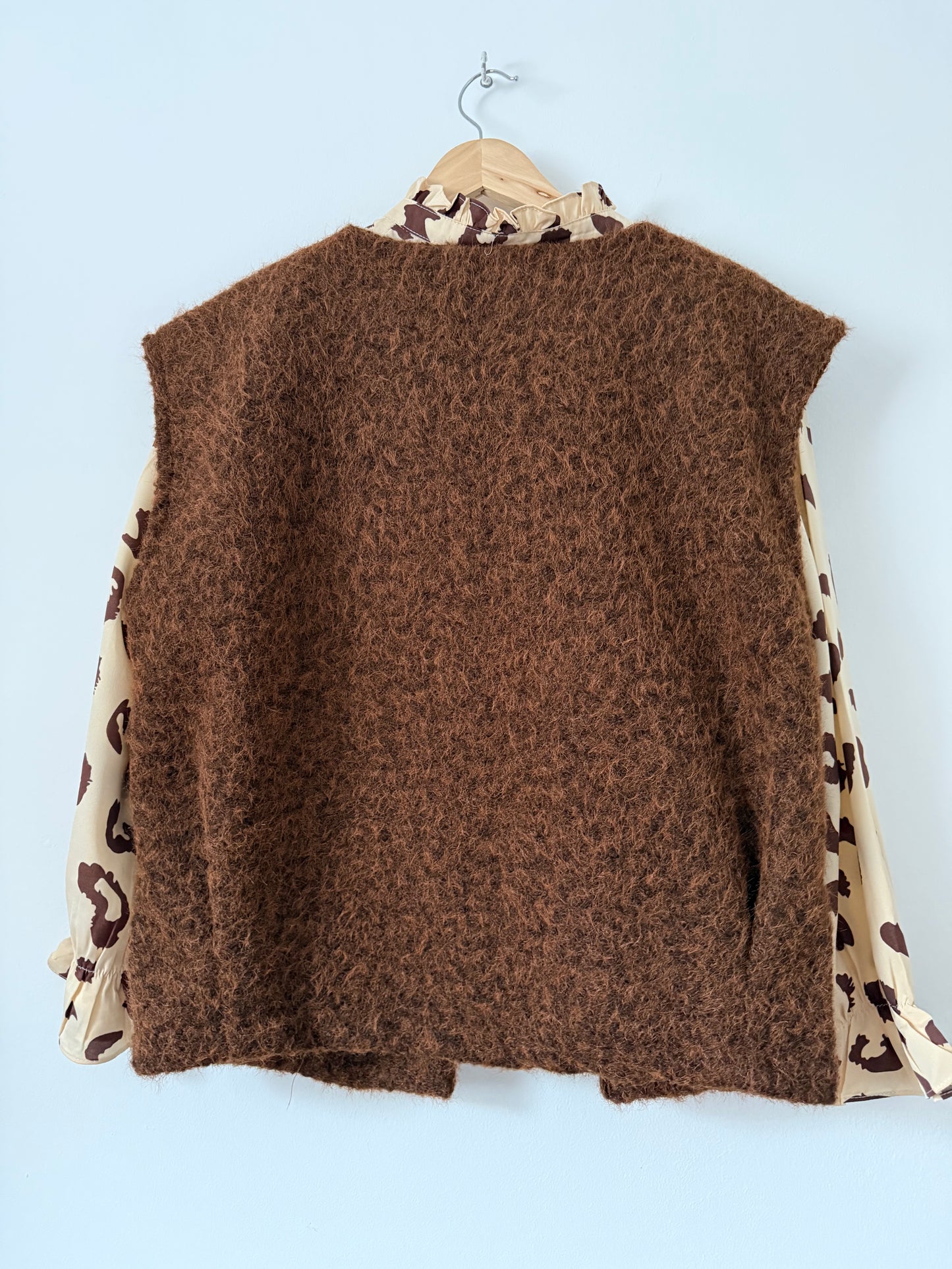 Gilet sans manches effet laine chocolat