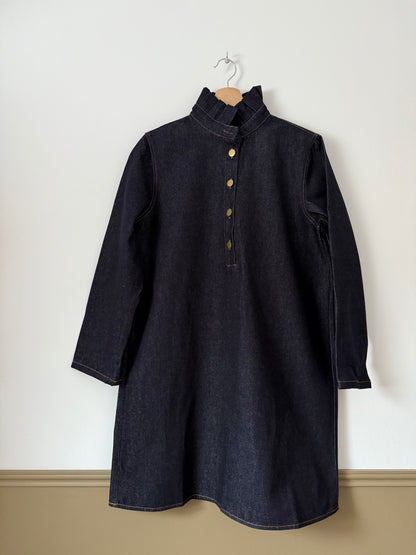 Robe en jean brut avec col