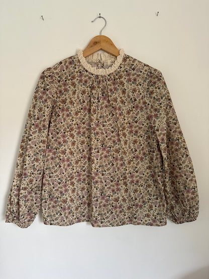 Blouse imprimé fleuri avec col broderie anglaise