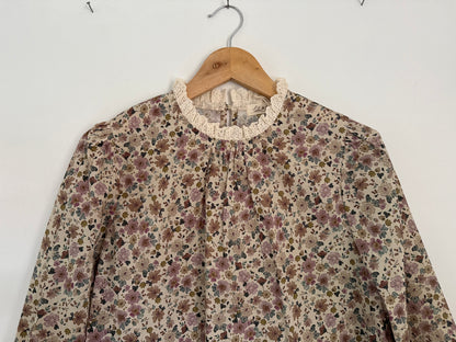 Blouse imprimé fleuri avec col broderie anglaise