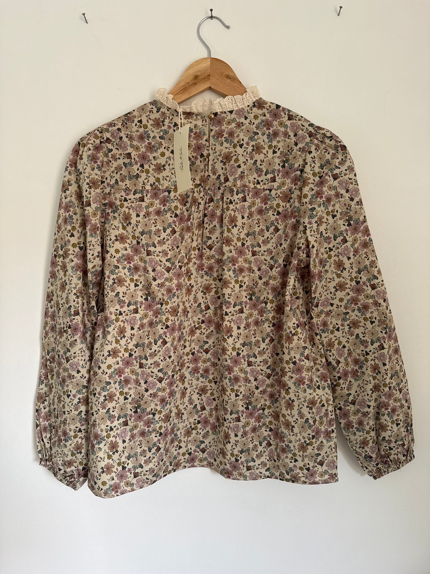 Blouse imprimé fleuri avec col broderie anglaise
