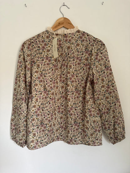 Blouse imprimé fleuri avec col broderie anglaise