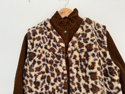 Gilet sans manches imprimé léopard beige