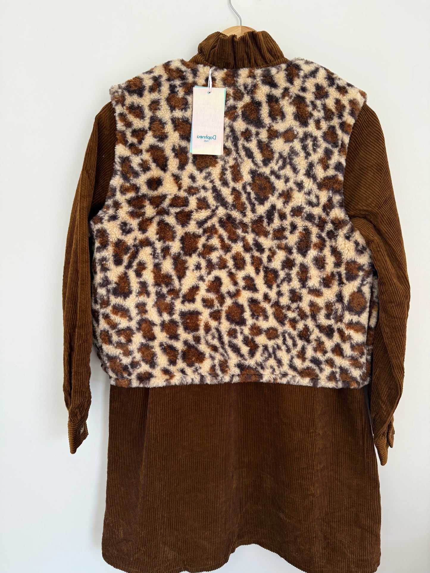 Gilet sans manches imprimé léopard beige