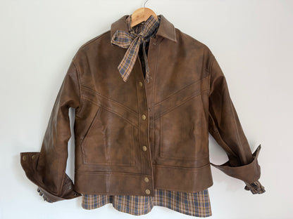 Veste simili cuir marron