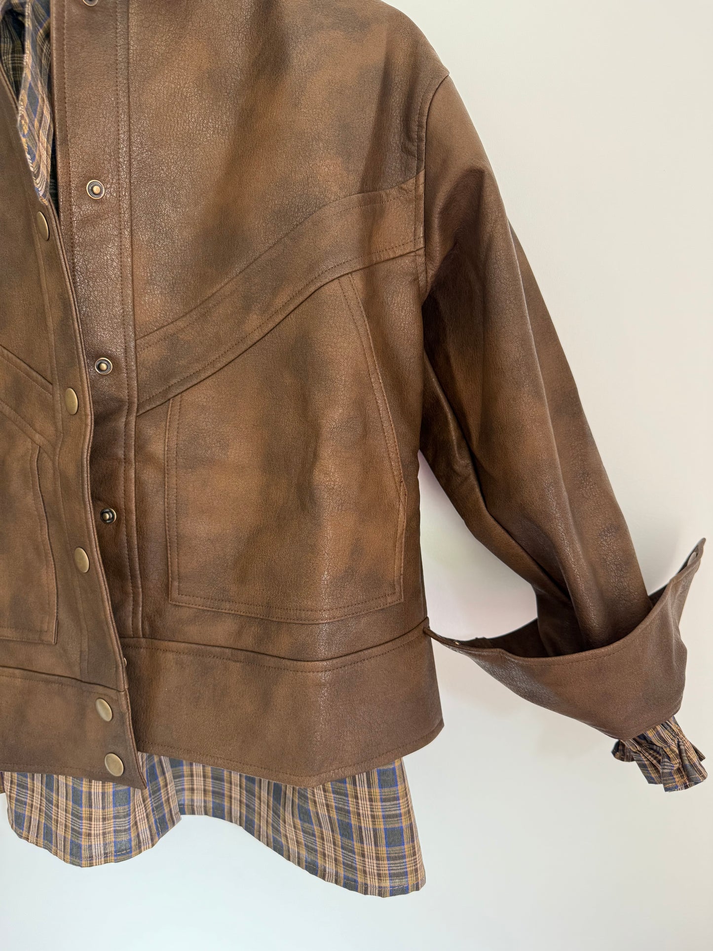 Veste simili cuir marron