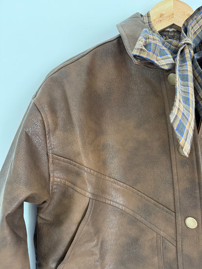 Veste simili cuir marron